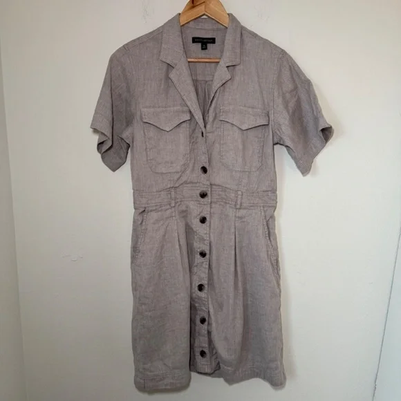 Banana Republic Dress Women's Size 10 Tan Button Down Linen Blend Shirt Safari Banana Republic Dress Women's Size 10 Tan Button Down Linen Blend Shirt Safari